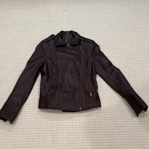 Badgley Mischka Women's Dark Burgundy Leather Jacket